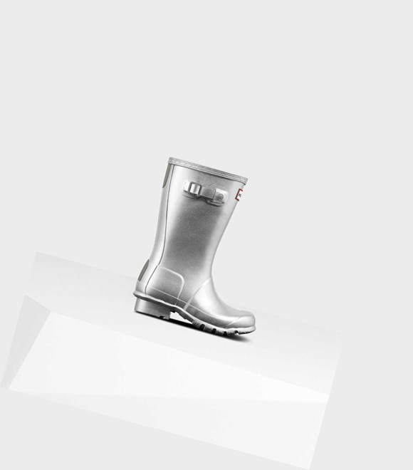 Kids' Hunter Original Big Cosmic Wellington Short Boots Silver | 1942736-TQ