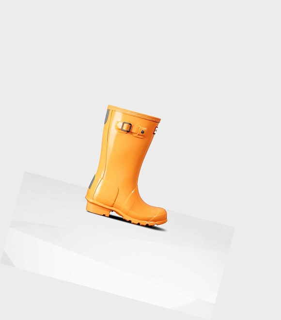 Kids' Hunter Original Big Gloss Wellington Short Boots Orange | 9681752-KW