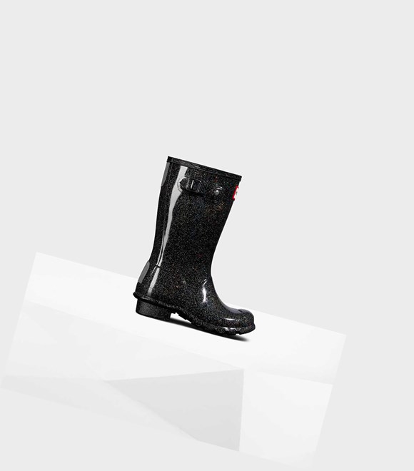 Kids' Hunter Original Big Starcloud Wellington Short Boots Black | 3072981-HB