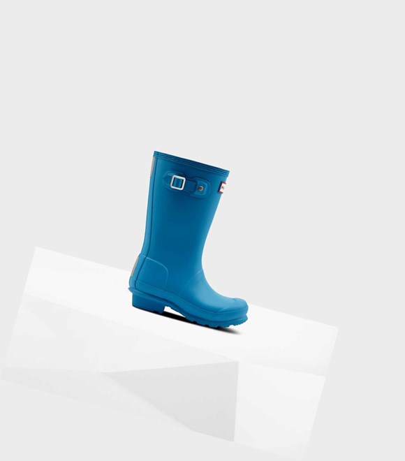 Kids' Hunter Original Big Wellington Short Boots Blue | 7832916-TH