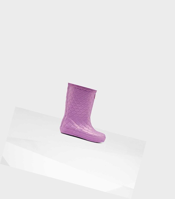 Kids' Hunter Original First Sea Dragon Texture Wellington Short Boots Pink | 7294653-AN