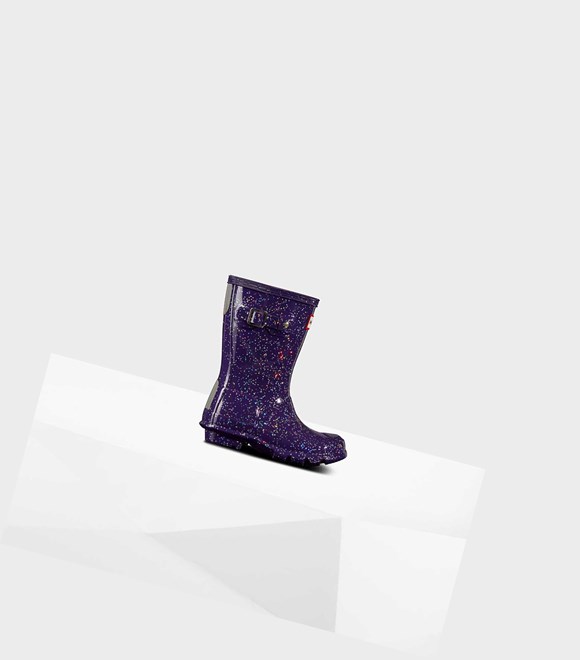 Kids' Hunter Original Little Giant Glitter Wellington Short Boots Purple | 7210569-VE