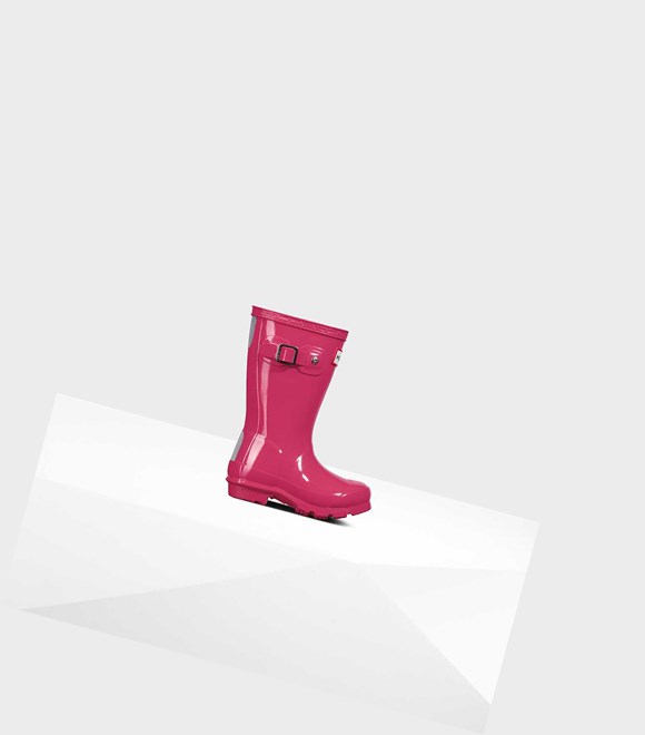 Kids' Hunter Original Little Gloss Wellington Short Boots Pink | 2049816-SY