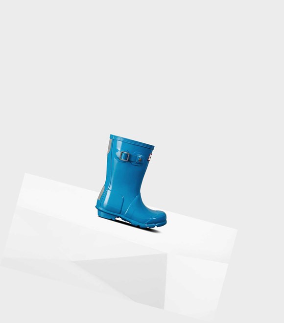Kids' Hunter Original Little Gloss Wellington Short Boots Blue | 9704836-MG