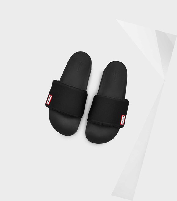 Men's Hunter Original Adjustable Slides Black | 6014857-PX