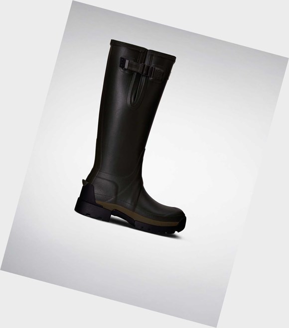 Women's Hunter Balmoral Side 3mm Neoprene Short Wellington Adjustable Short Boots Green | 2047381-CY