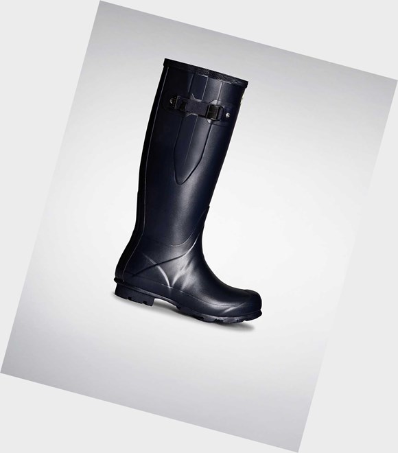 Women's Hunter Norris Field Side Short Wellington Adjustable Short Boots Navy | 3015267-KS