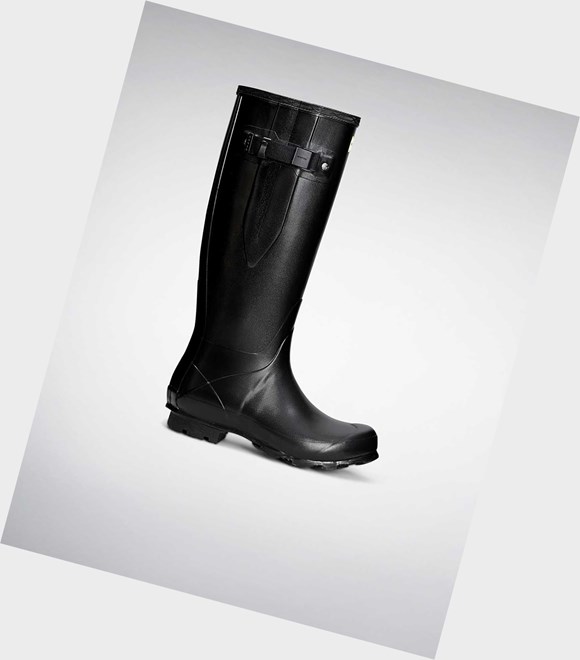 Women's Hunter Norris Field Side Short Wellington Adjustable Short Boots Black | 5837206-QE