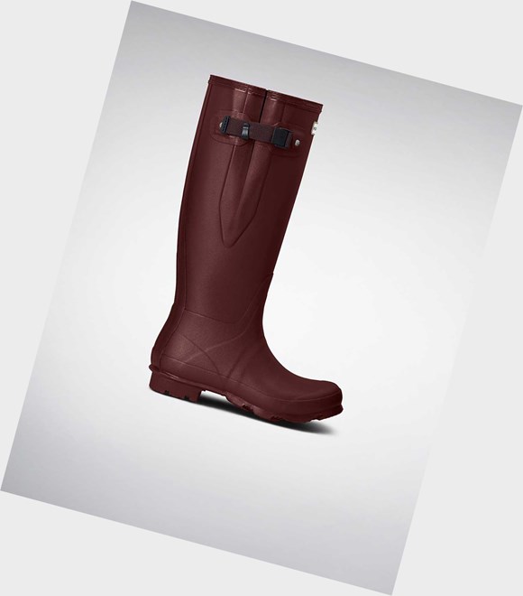 Women's Hunter Norris Field Side Short Wellington Adjustable Short Boots Burgundy | 8423915-SU