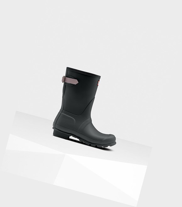 Women's Hunter Original Back Adjustable Short Boots Black / Purple | 9867032-ZG