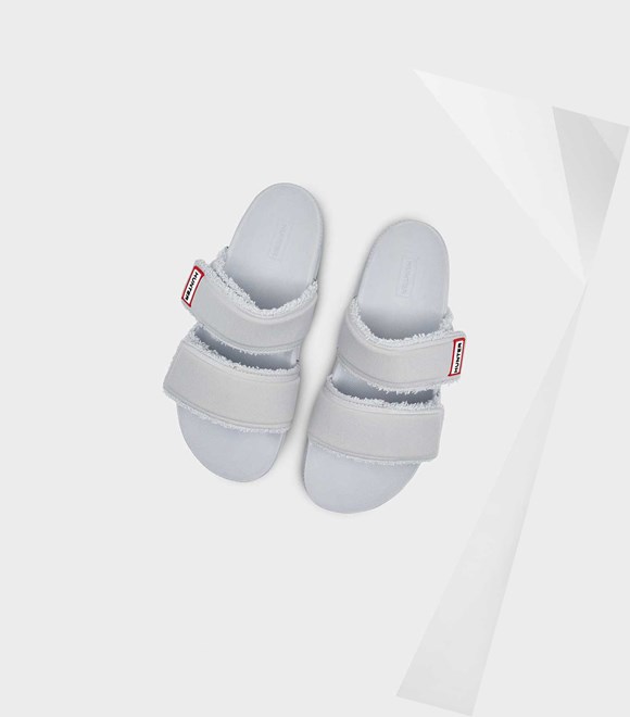 Women's Hunter Original Double Strap Slides Grey | 2670154-IH