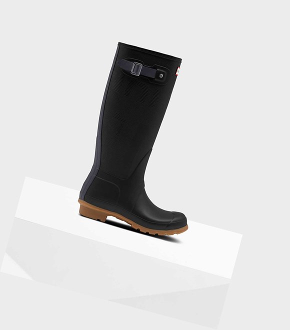 Women's Hunter Original Exploded Logo Texture Wellington Tall Boots Black | 0983572-YD