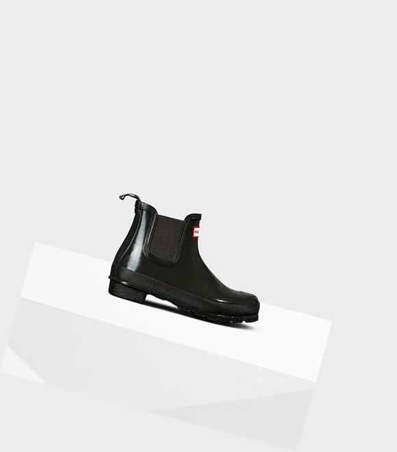 Women's Hunter Original Gloss Chelsea Boots Green | 0574983-BD