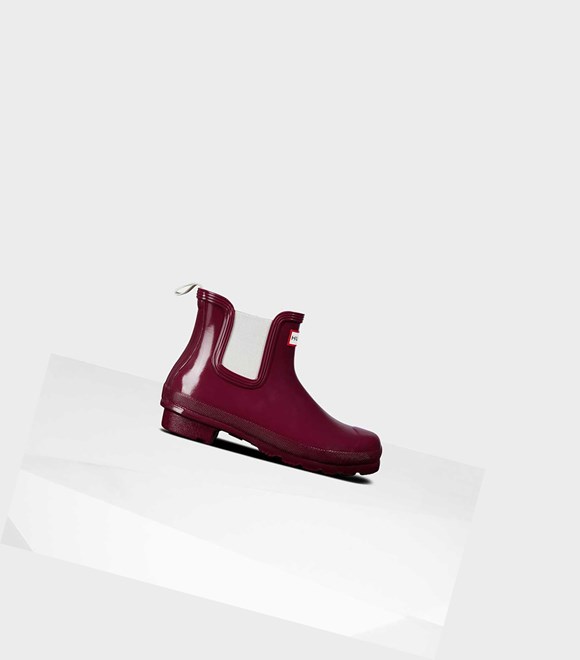 Women's Hunter Original Gloss Chelsea Boots Red | 1820374-KU