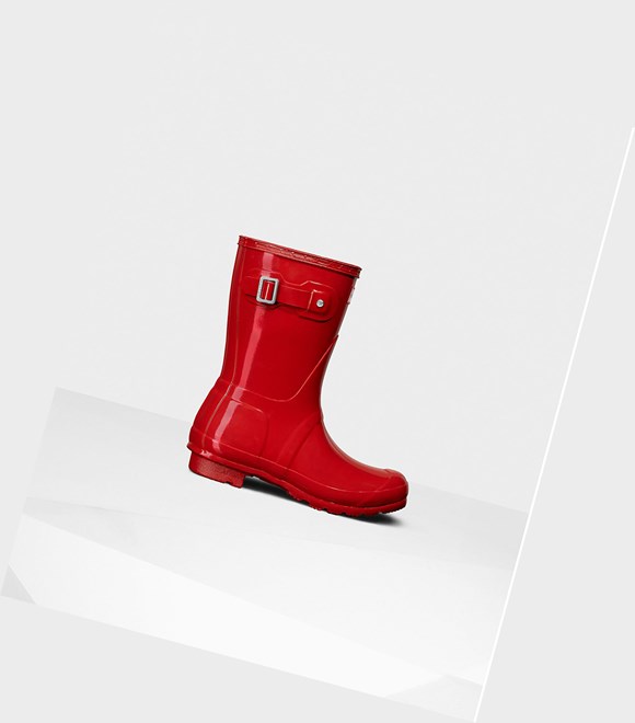 Women's Hunter Original Gloss Short Boots Red | 1725390-GP