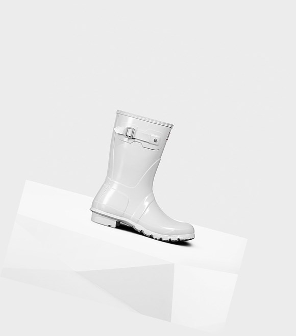 Women's Hunter Original Gloss Short Boots White | 4187965-RT