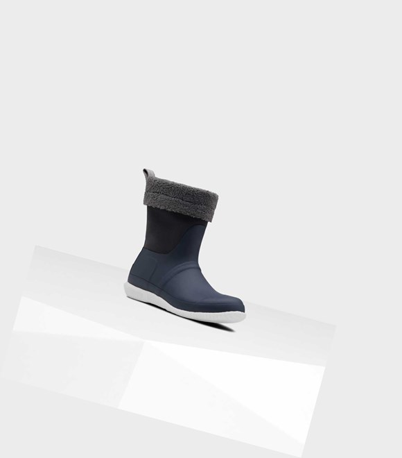 Women's Hunter Original Insulated Roll Top Sherpa Winter Boots Navy | 5271849-DZ
