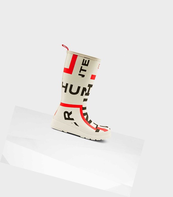 Women's Hunter Original Play Exploded Logo Wellington Tall Boots White | 1836925-BE