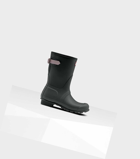 Women's Hunter Original Short Back Wellington Adjustable Short Boots Green | 4629813-TL