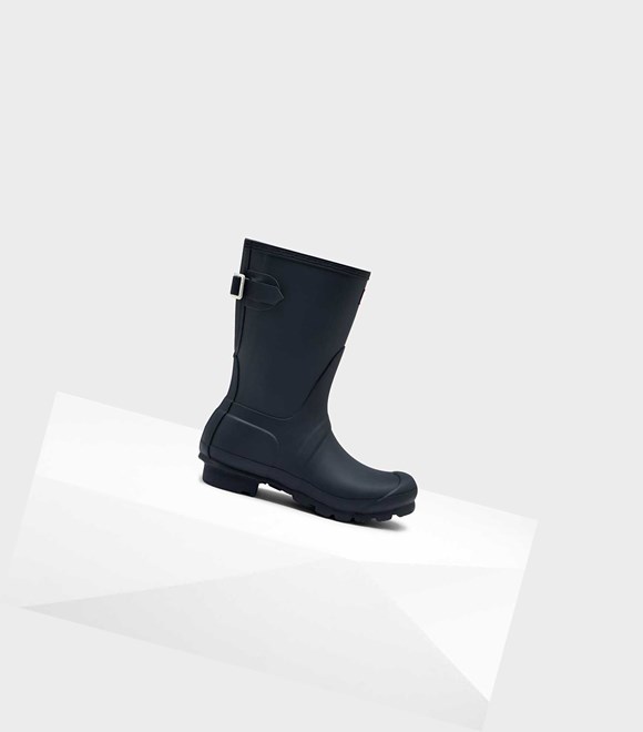 Women's Hunter Original Short Back Wellington Adjustable Short Boots Navy | 5896204-YH