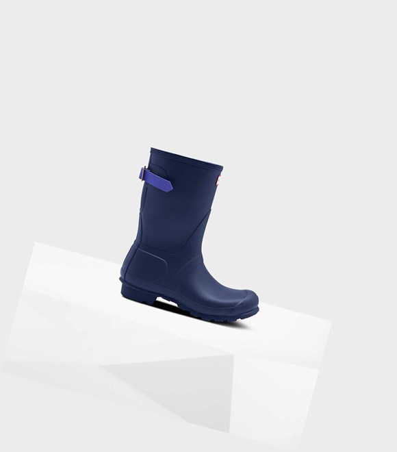 Women's Hunter Original Short Back Wellington Adjustable Short Boots Blue | 8095437-OE