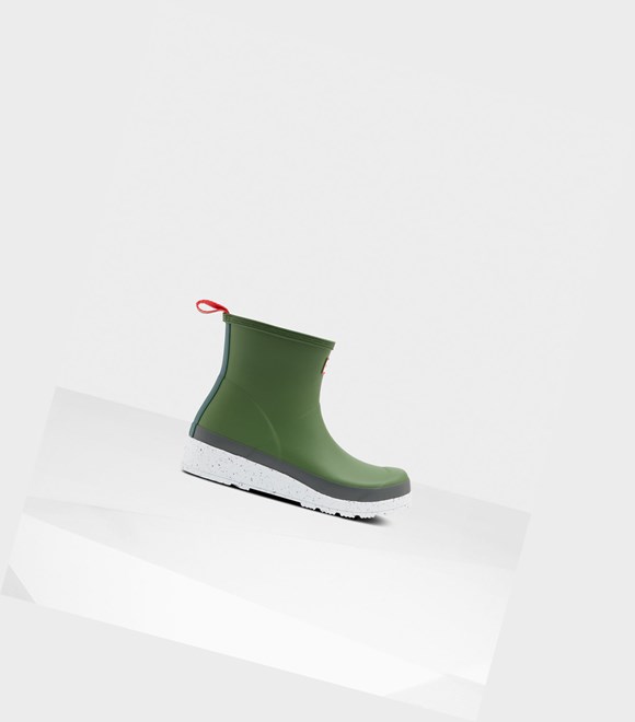 Women's Hunter Original Short Speckle Rain Play Boots Green / White | 5736812-MC