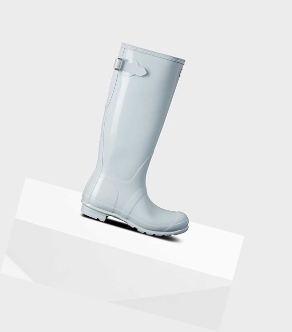 Women's Hunter Original Tall Back Gloss Wellington Adjustable Tall Boots Grey | 8617092-ST