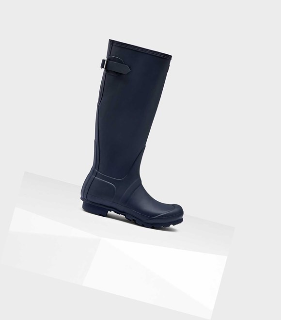 Women's Hunter Original Tall Back Wellington Adjustable Tall Boots Navy | 9672451-EJ