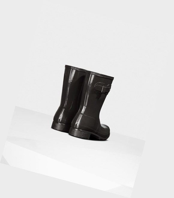 Women's Hunter Original Tour Foldable Gloss Short Boots Black | 7510924-LH