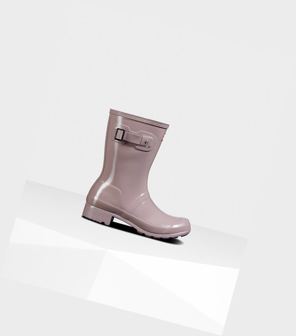 Women's Hunter Original Tour Foldable Gloss Short Boots Purple | 8531492-MO