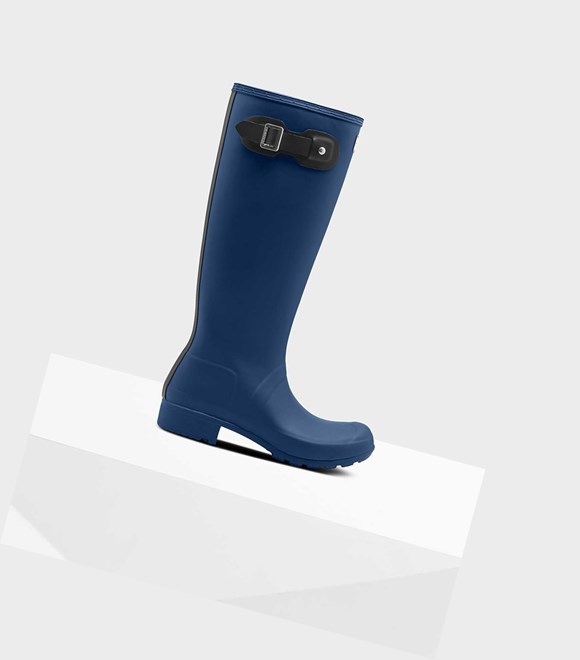 Women's Hunter Original Tour Foldable Wellington Tall Boots Navy | 1523876-TV