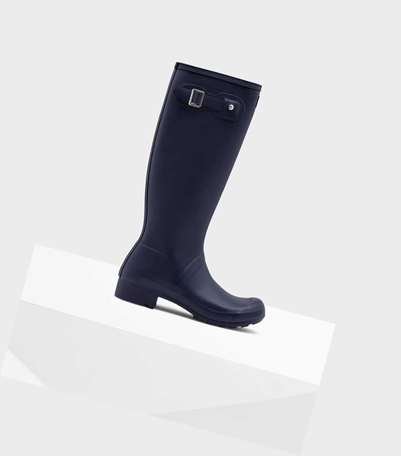 Women's Hunter Original Tour Foldable Wellington Tall Boots Navy | 9476820-KL
