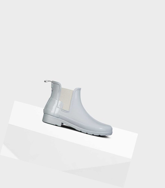 Women's Hunter Refined Gloss Slim Fit Chelsea Boots Grey | 7461908-IN