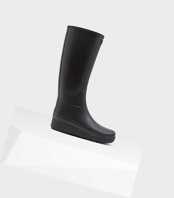Women's Hunter Refined Slim Fit Creeper Wellington Tall Boots Black | 1529083-VS