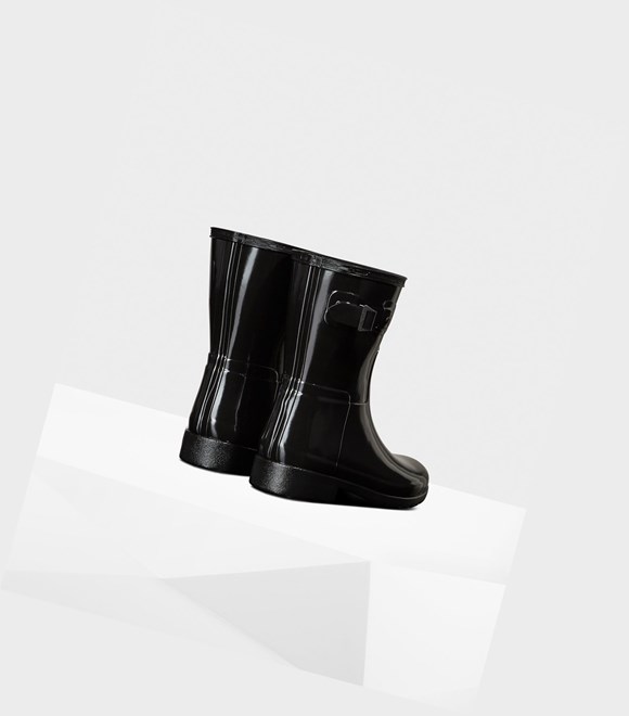 Women's Hunter Refined Slim Fit Gloss Short Boots Black | 4583261-ND