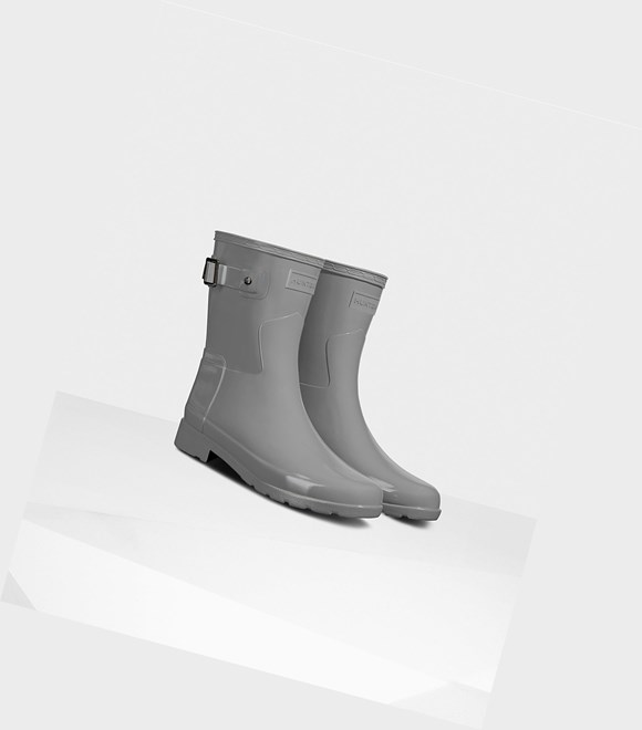 Women's Hunter Refined Slim Fit Gloss Short Boots Grey | 5798016-YL