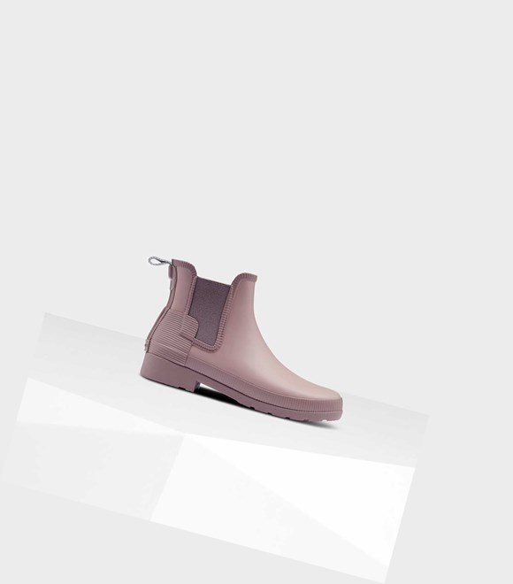 Women's Hunter Refined Texture Block Slim Fit Chelsea Boots Pink | 3028716-KD