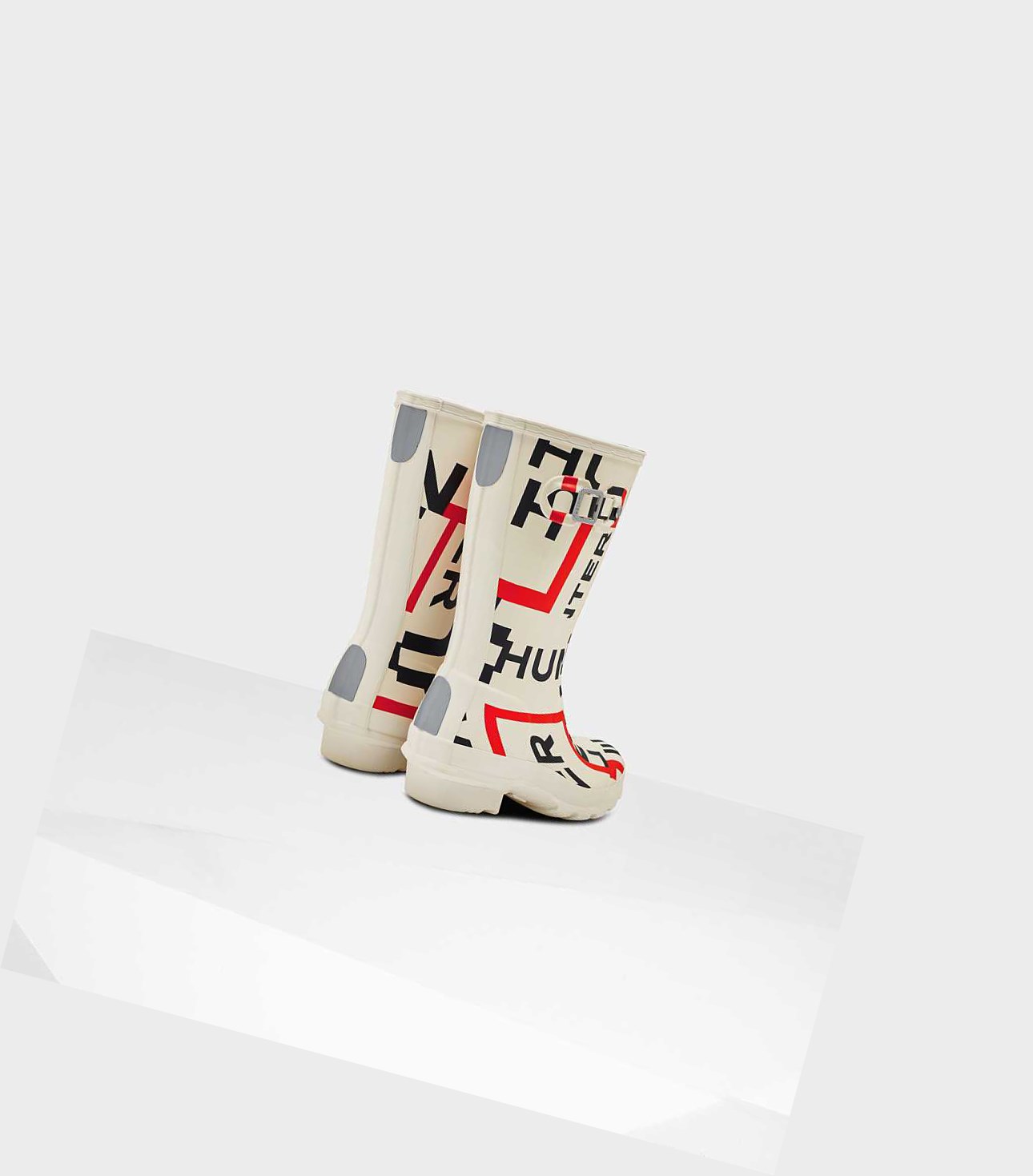 Kids' Hunter Original Big Exploded Logo Wellington Short Boots White | 4389201-MB
