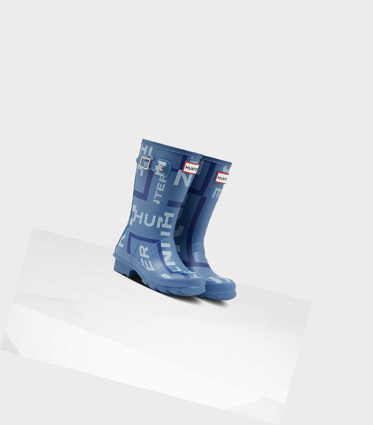 Kids' Hunter Original Big Exploded Logo Wellington Short Boots Blue | 5061923-PV