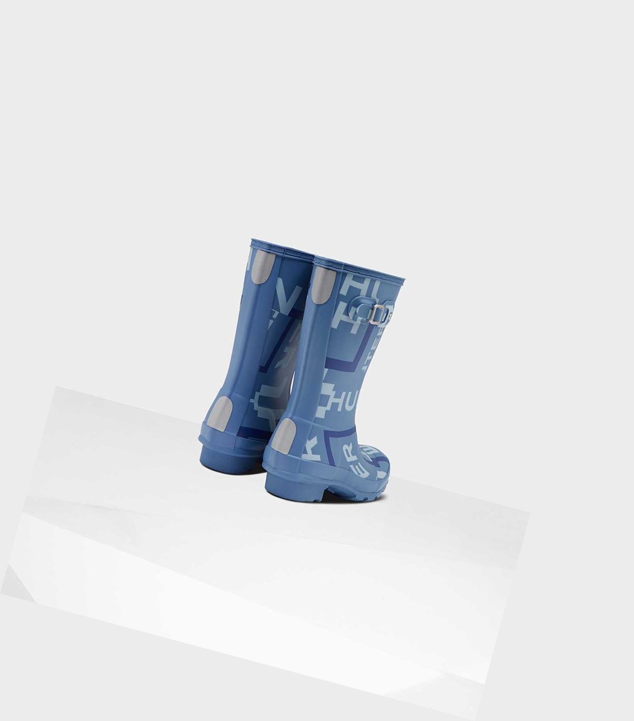 Kids' Hunter Original Big Exploded Logo Wellington Short Boots Blue | 5061923-PV