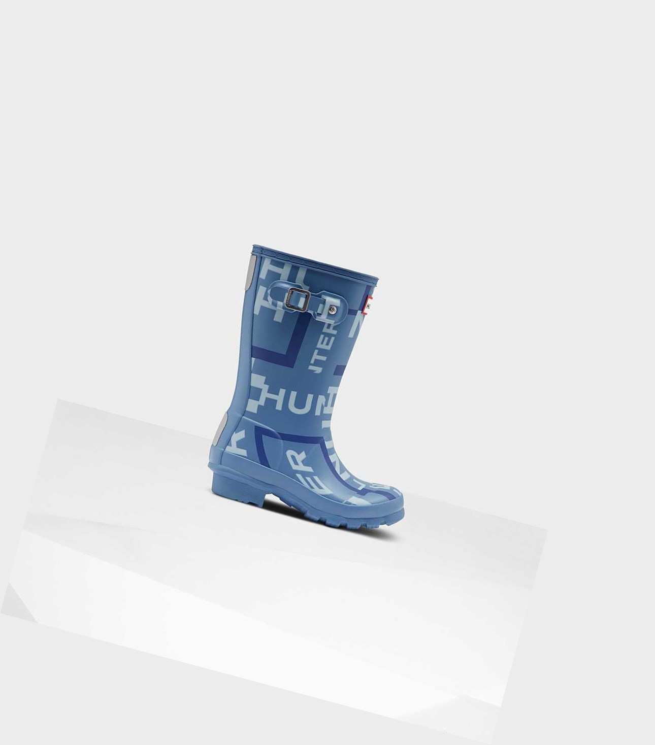 Kids\' Hunter Original Big Exploded Logo Wellington Short Boots Blue | 5061923-PV