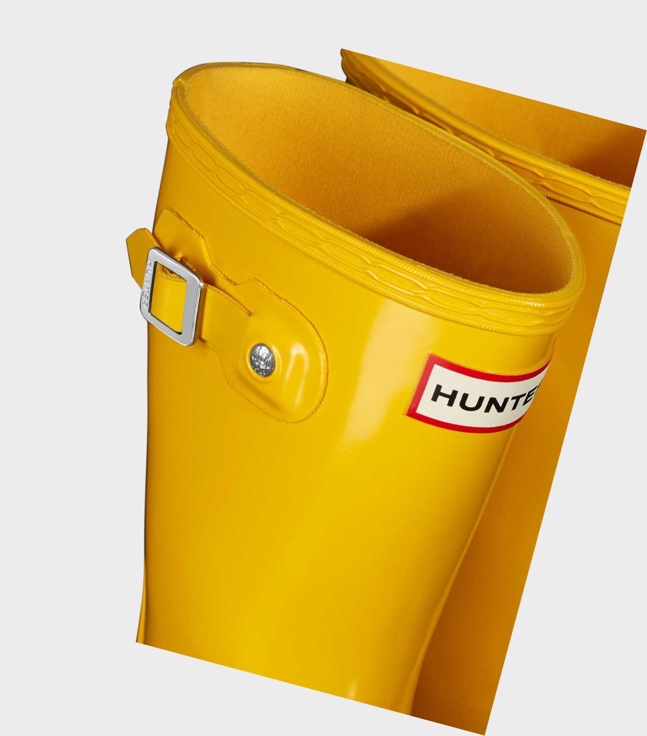 Kids' Hunter Original Big Gloss Wellington Short Boots Yellow | 1038456-OR