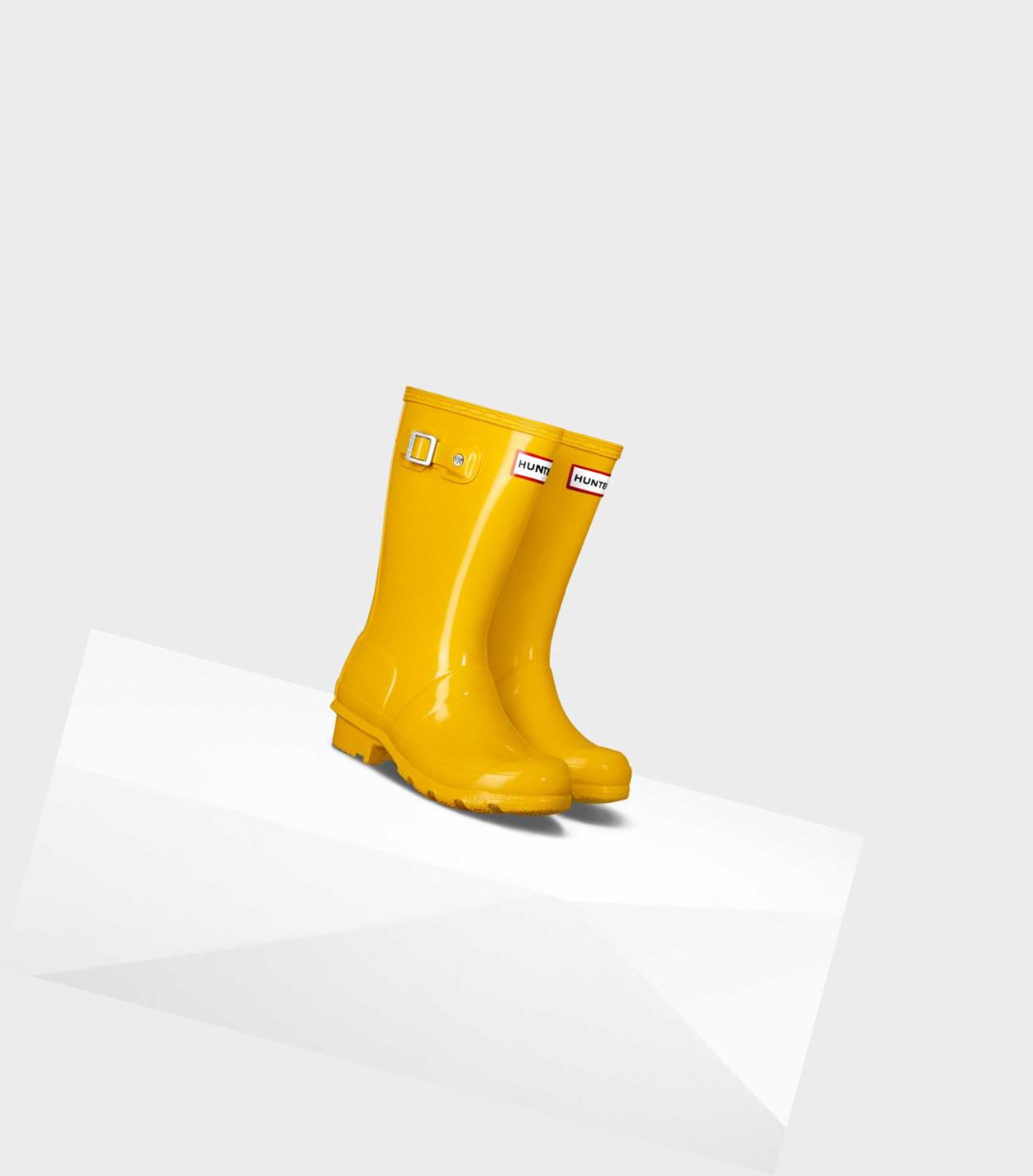 Kids' Hunter Original Big Gloss Wellington Short Boots Yellow | 1038456-OR