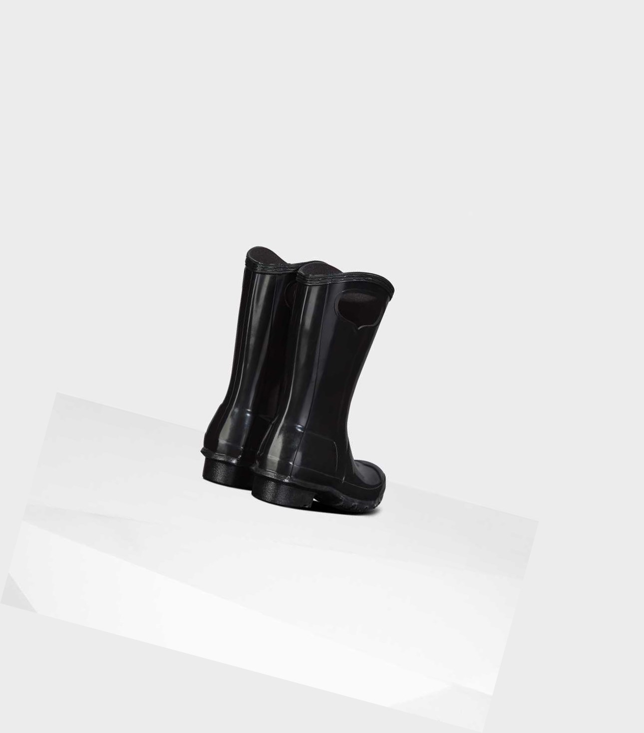 Kids' Hunter Original Big Grab Handle Gloss Wellington Short Boots Black | 1560938-YT