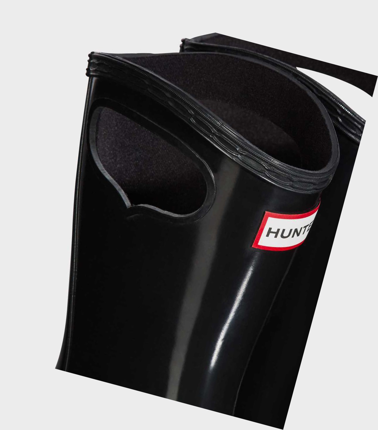 Kids' Hunter Original Big Grab Handle Gloss Wellington Short Boots Black | 1560938-YT