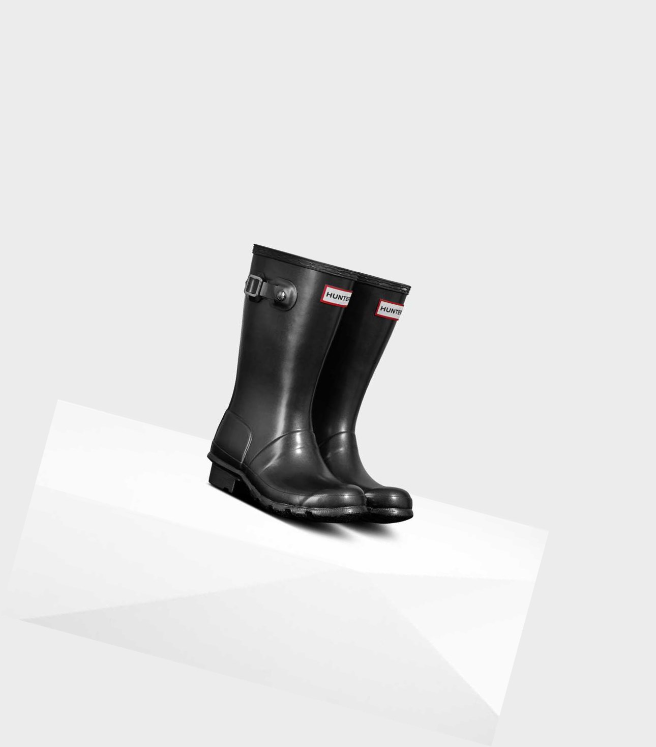 Kids' Hunter Original Big Pearlized Wellington Short Boots Black | 5318962-EY