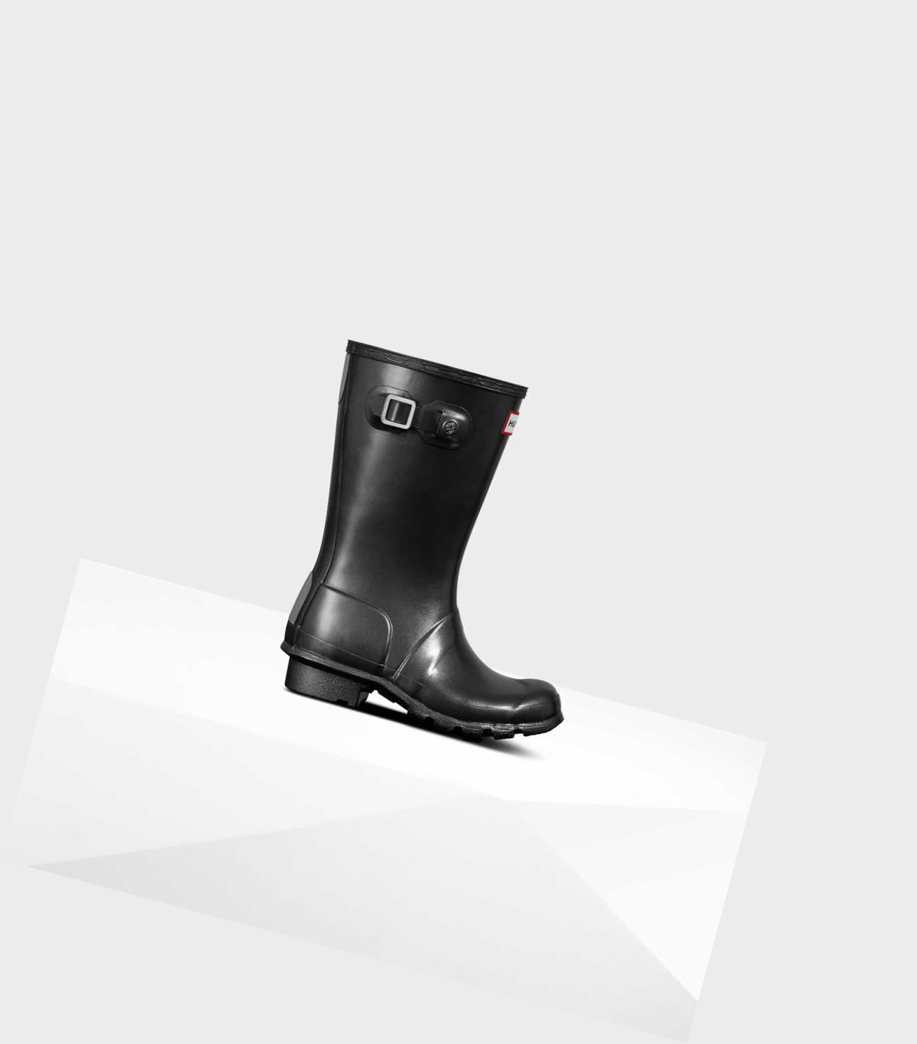 Kids\' Hunter Original Big Pearlized Wellington Short Boots Black | 5318962-EY