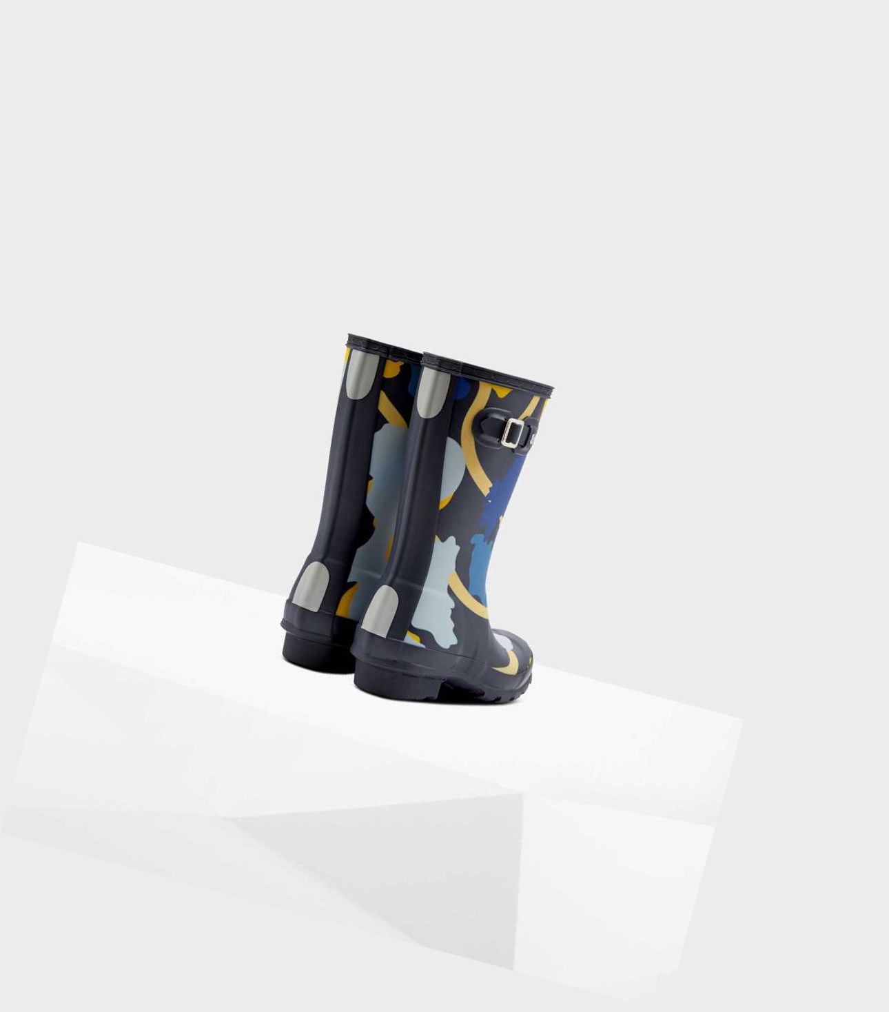 Kids' Hunter Original Big Rockpool Camo Wellington Short Boots Navy | 3628507-QV