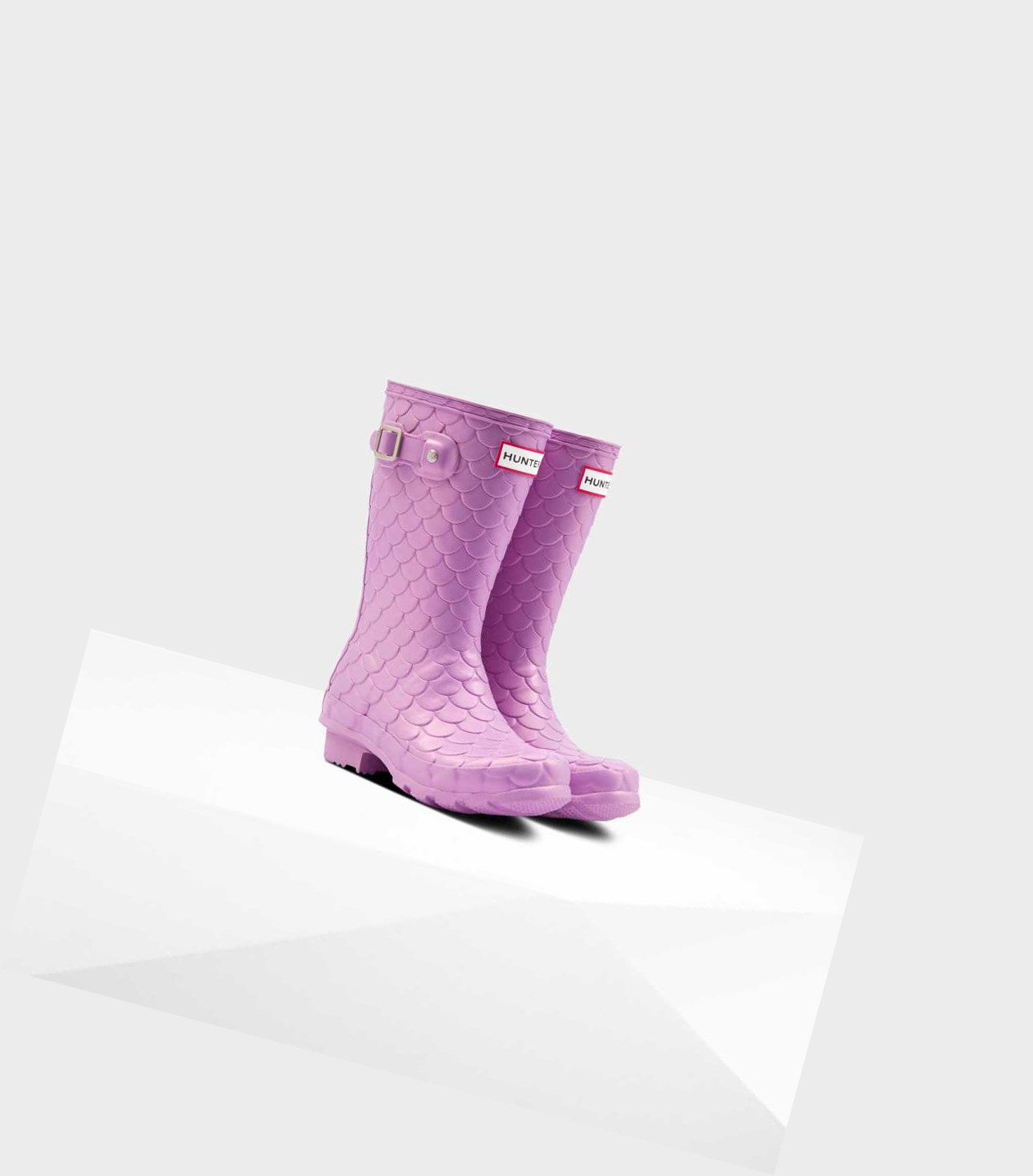Kids' Hunter Original Big Sea Dragon Texture Wellington Short Boots Purple | 5861942-MG