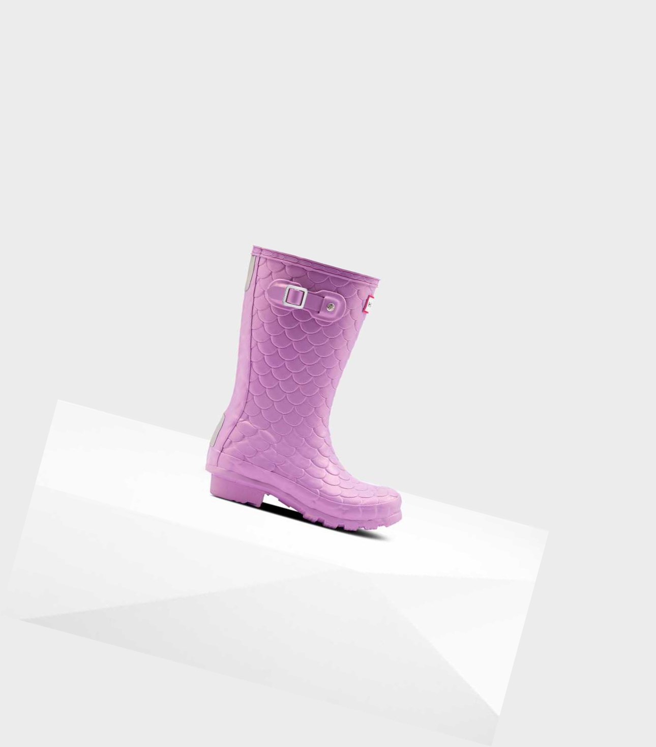 Kids\' Hunter Original Big Sea Dragon Texture Wellington Short Boots Purple | 5861942-MG